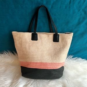 H&M Woven Straw Beach Bag, H&M Tote Bag Purse, Weekender Bag